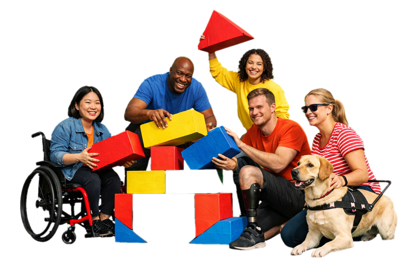 Diverse group building together